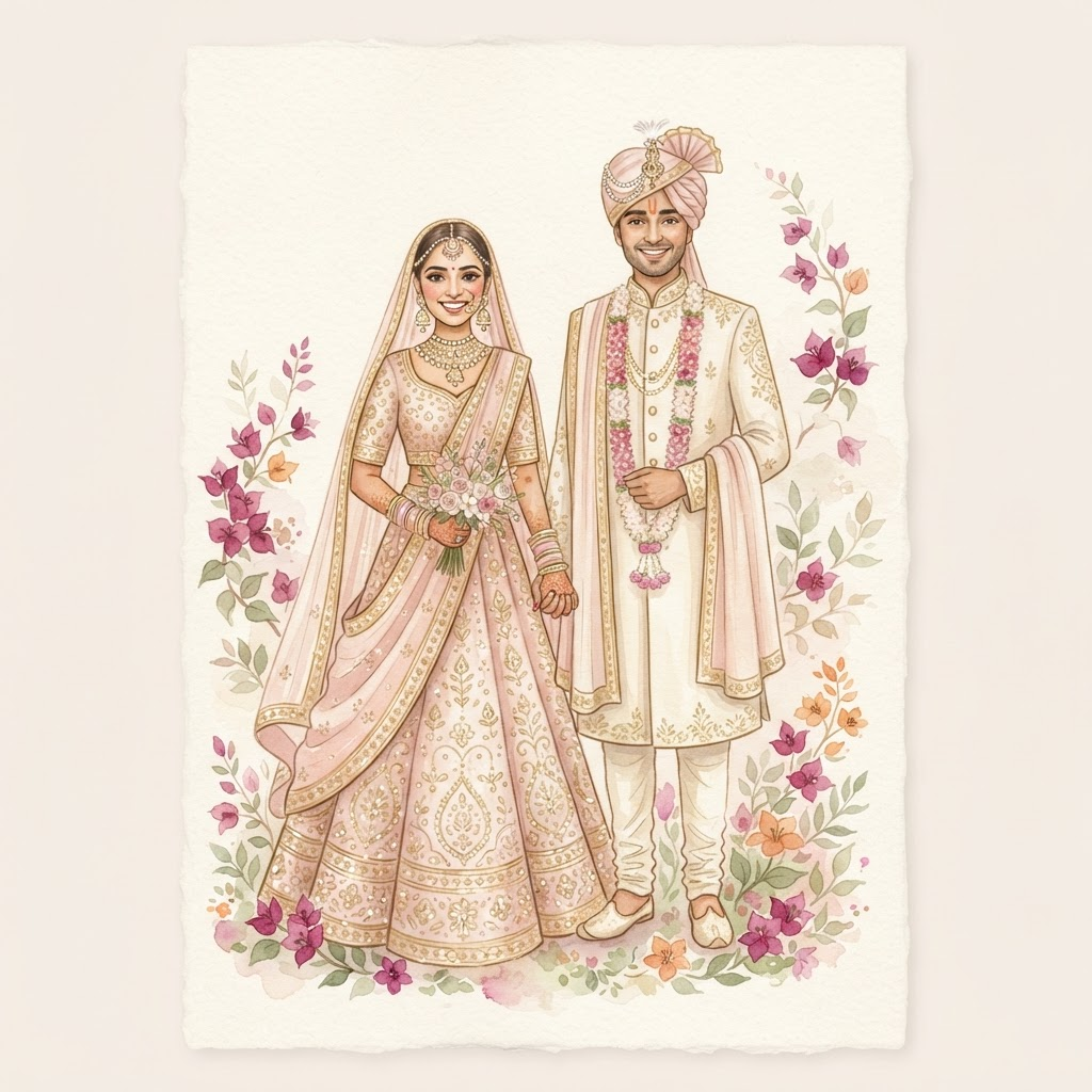 Illustration of Aishwarya and Achyuth Kumar